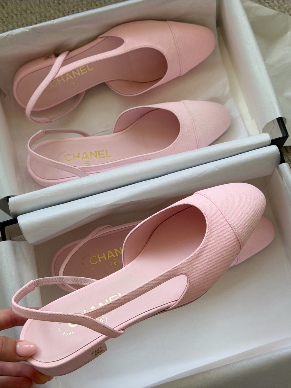 Denim Cap Toe CC Slingback Flats Light Pink - Picture 2 of 2